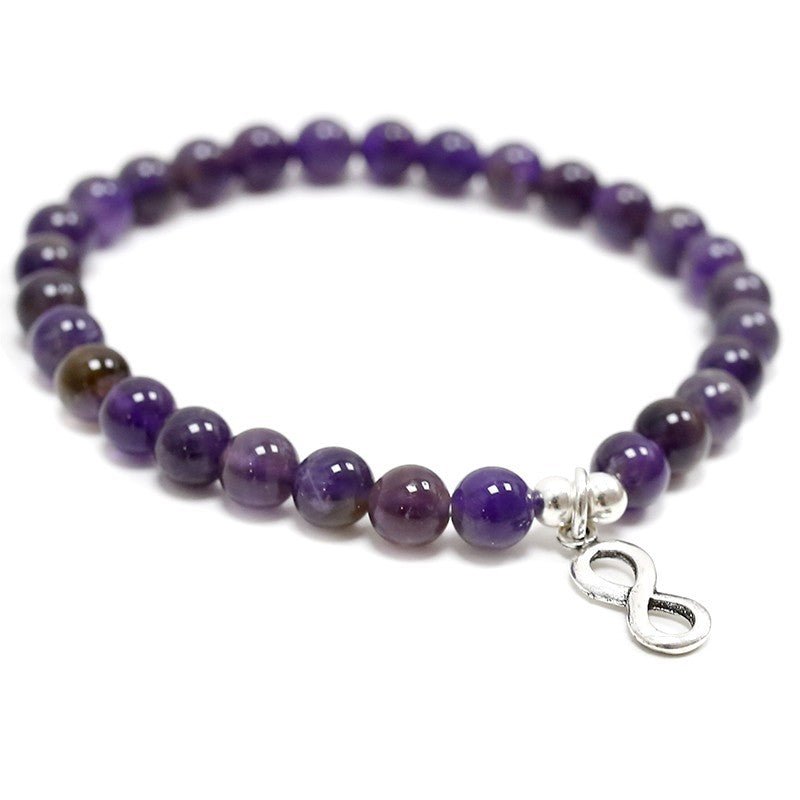 Pulsera de Amatista y Símbolo de Infinito en Plata de Ley