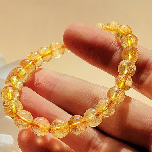 Pulsera de Citrino Potenciado - Bola Lisa