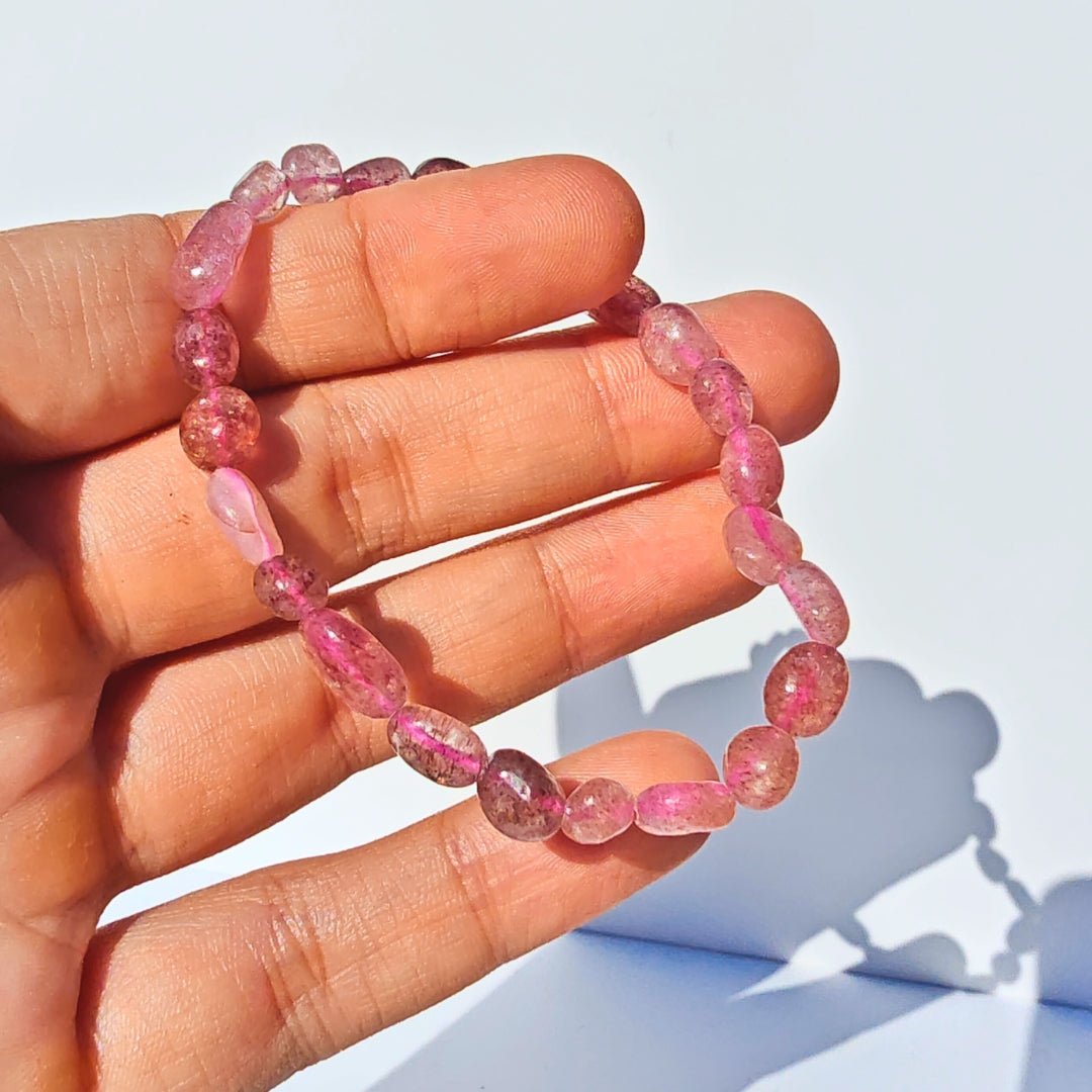 Pulsera de Cuarzo Fresa en rodados