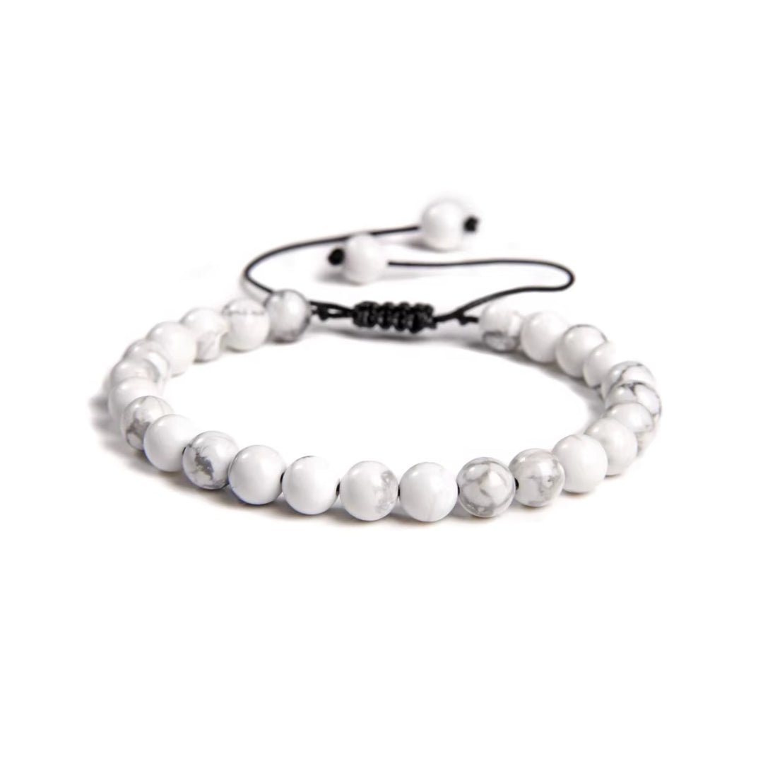 Pulsera de Howlita Blanca con Nudo Corredizo