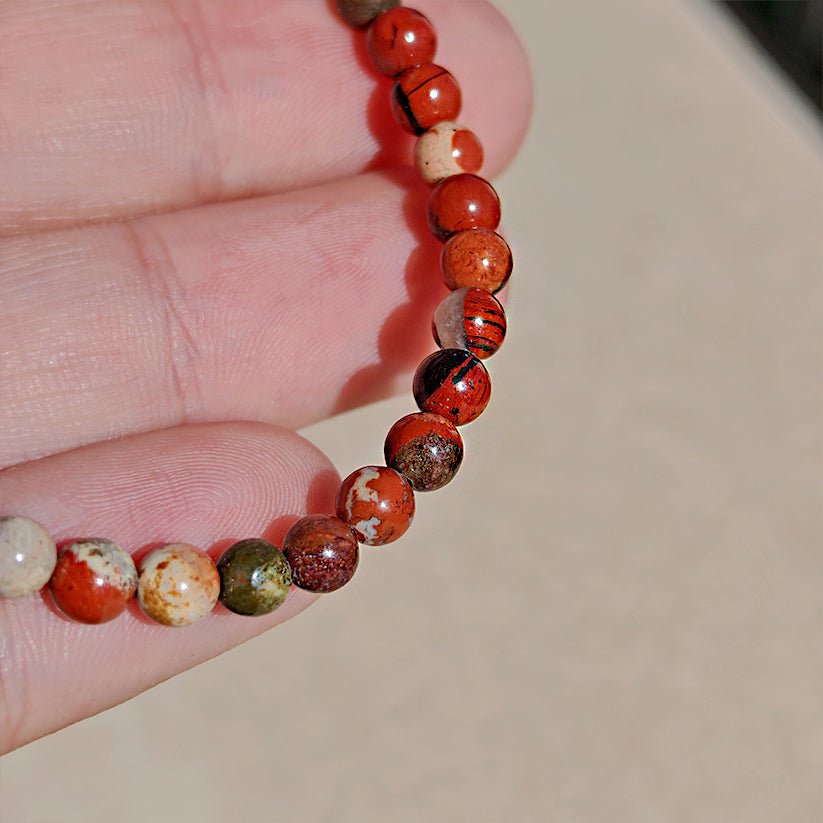 Pulsera de Jaspe Sardo Bola Lisa