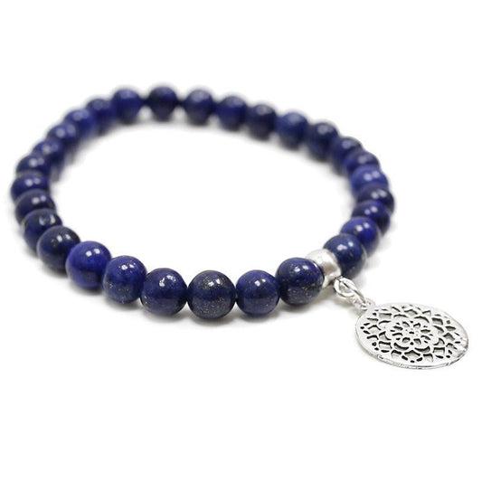 Pulsera de Lapislázuli y Mandala en Plata de Ley