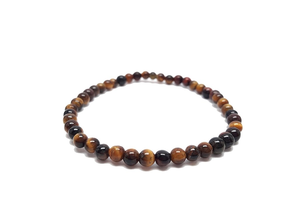Pulsera de mineral Ojo de Tigre con bolas lisas, joya de estilo natural y espiritual, de la marca Mystical Tienda.