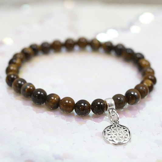 Pulsera de Ojo de Tigre y Flor de la Vida