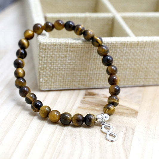 Pulsera de Ojo de Tigre y Símbolo Infinito