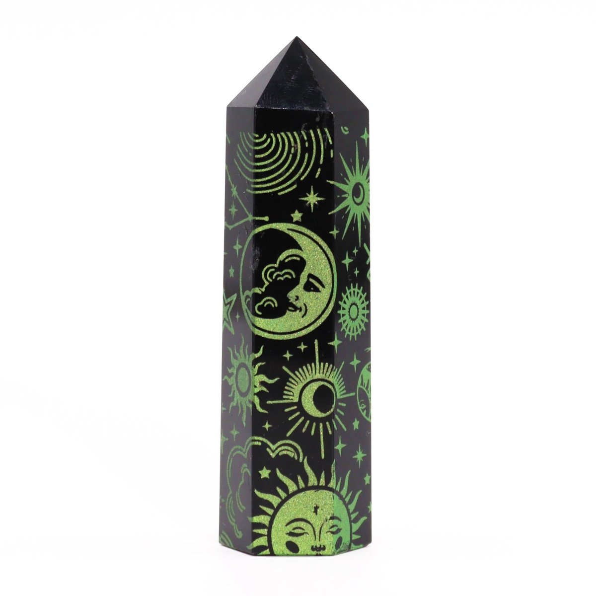 Punta de Obsidiana Negra 'Mistica' - Verde - Sensaido