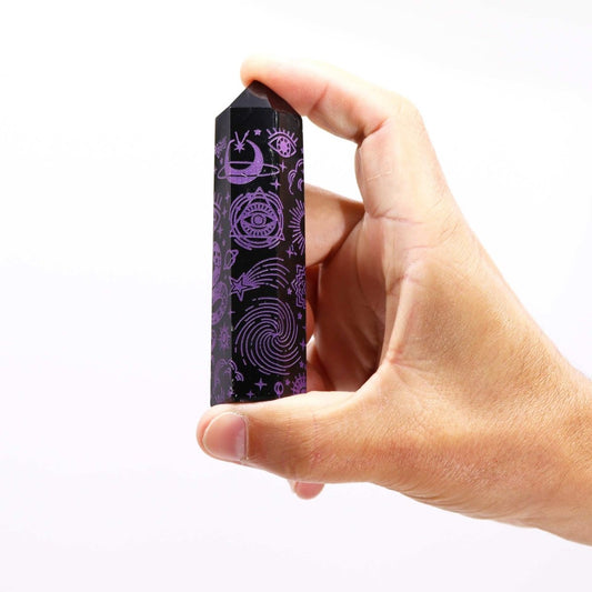 Punta de Obsidiana Negra 'Mistica' - Violeta - Sensaido