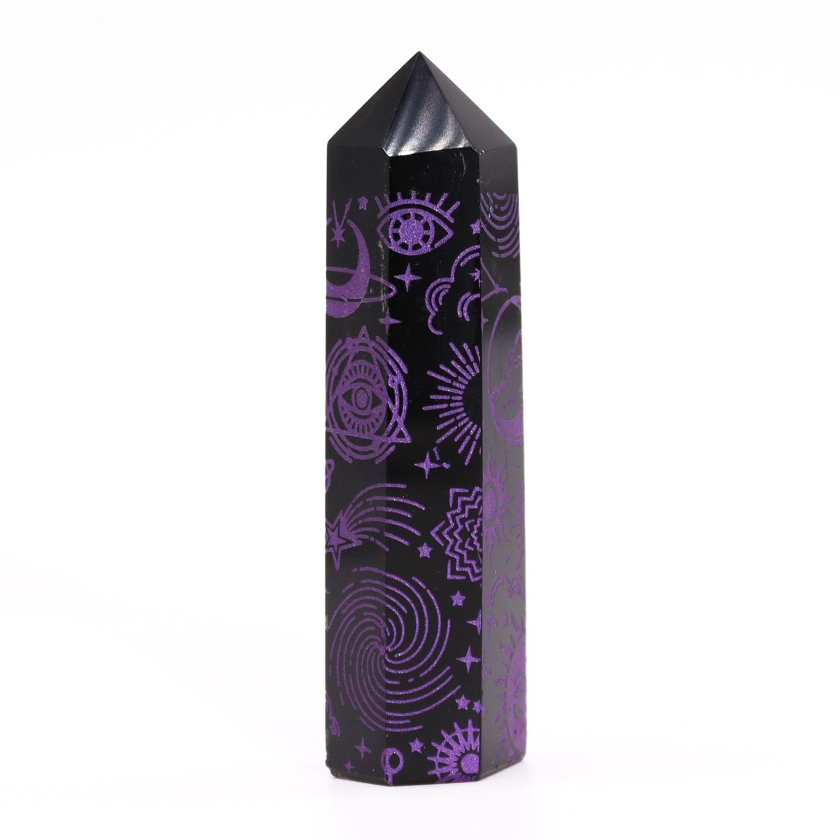 Punta de Obsidiana Negra 'Mistica' - Violeta - Sensaido