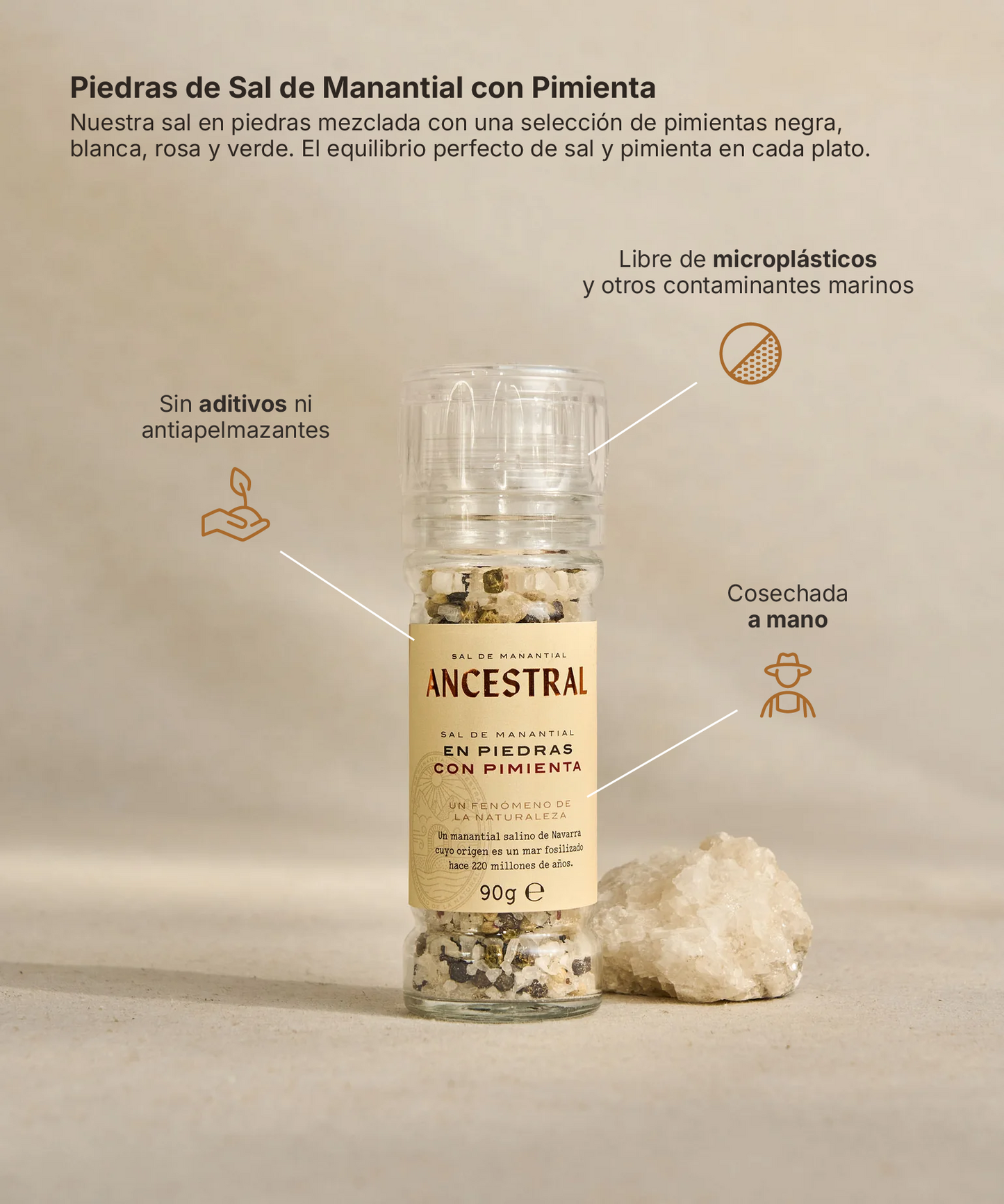 Piedras de Sal de Manantial con Pimienta