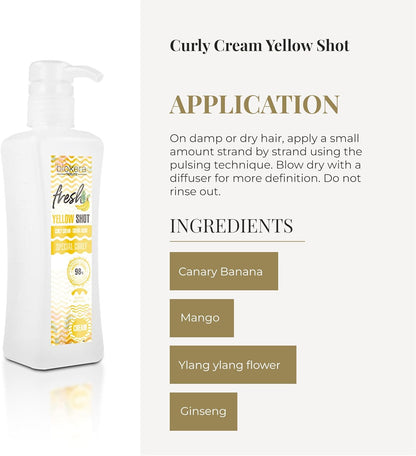 SALERM - Activador de Rizos en Crema - Curly Cream Yellow Shot - 300 ml - Biokera Fresh - Rizos Definidos - Hidratación Profunda del Cabello - Elimina el Encrespamiento - Sin Sulfatos ni Parabenos