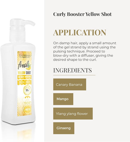 SALERM - Gel Activador de Rizos - Curly Booster Yellow Shot - 300 ml - Biokera Fresh - Rizos Definidos - Hidratación Profunda del Cabello - Fijación Natural - Sin Sulfatos ni Parabenos - Vegano