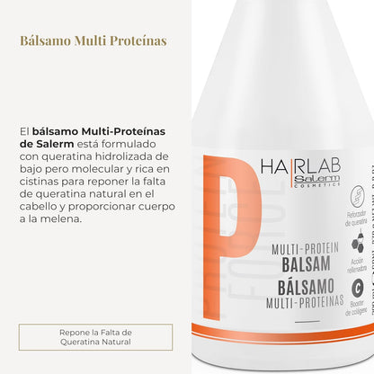 SALERM - Acondicionador Cabello - Bálsamo Multi-Proteínas Hair Lab - 300 ml - Repone la Falta de Queratina Natural - Proporciona Cuerpo a la Melena - Fortalece y Repara el Cabello - Sin Parabenos