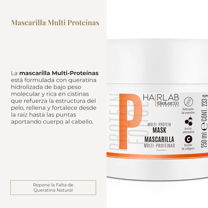 SALERM - Mascarilla Cabello Dañado - Multi-Proteínas Hair Lab - 250 ml - Repone la Falta de Queratina Natural - Proporciona Cuerpo a la Melena - Fortalece y Repara el Cabello - Sin Parabenos