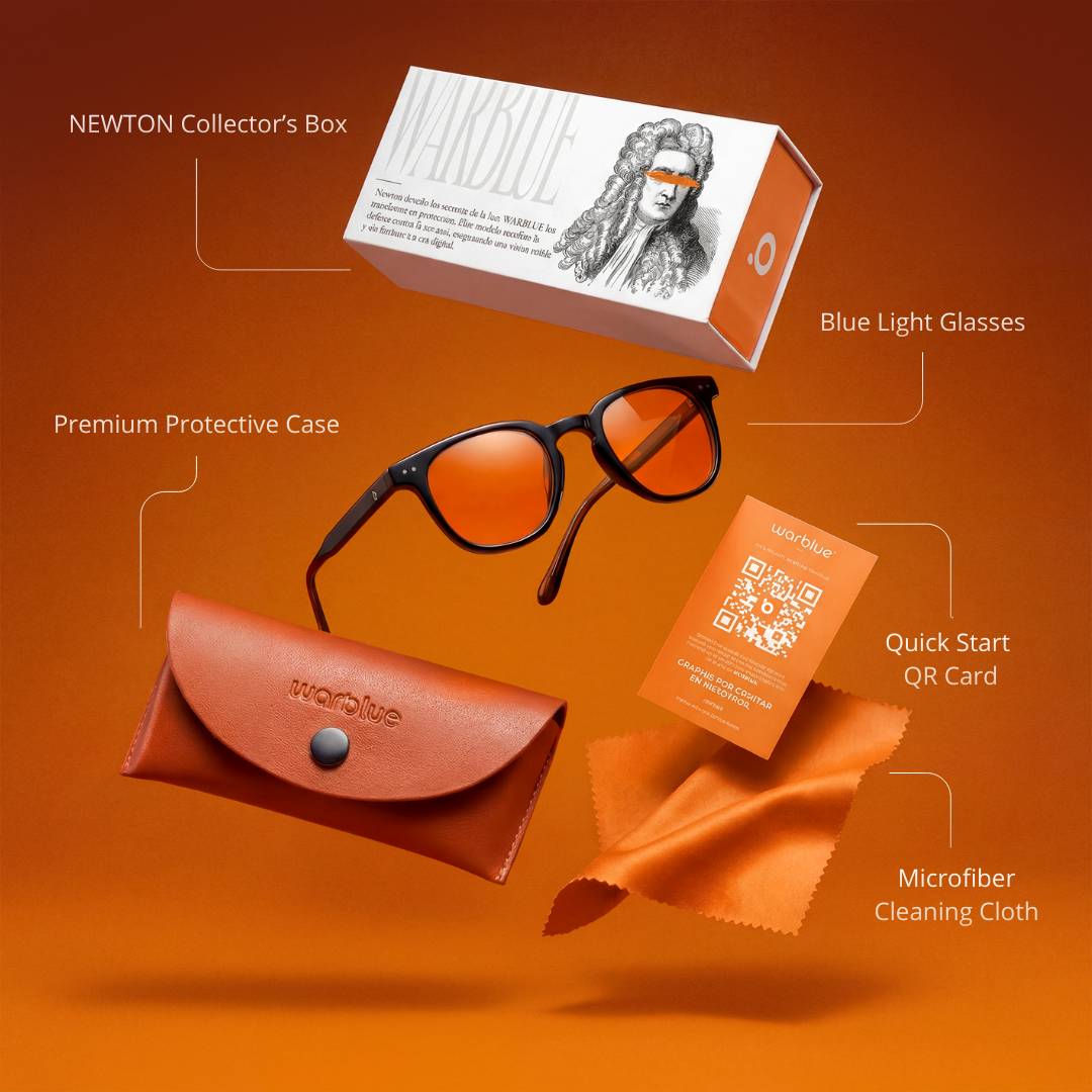 Gafas Warblue Newton Focus para protección diurna, con montura moderna y lentes claros para reducir la fatiga visual durante el día.