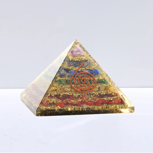 Pirámide de Orgonita 7 Chakras y Espiral de Cobre - Sensaido