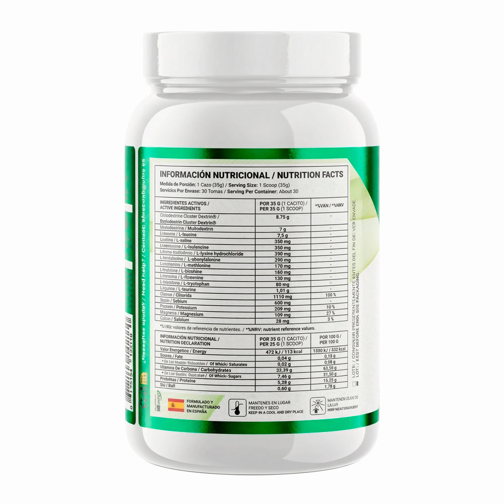 Polvo de EFNE Intra Entreno sabor lima limón, suplemento de entrenamiento en polvo, vista del envase de 1.05kg.