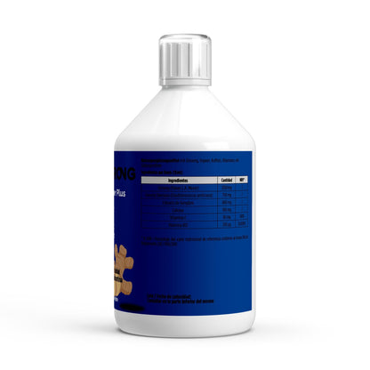 Suplemento de Ginseng Power Plus+ de BORNSTRONG FITNESS, con foco mental y energía limpia para rendimiento diario.