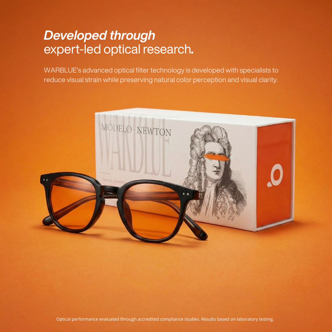 Gafas Newton Focus de Warblue con protección diurna, diseño moderno y lentes que reducen la fatiga ocular.