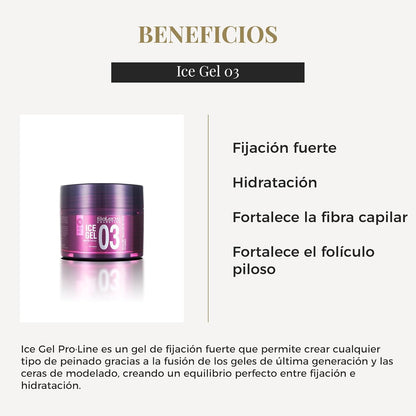 SALERM - Gel Fijador para el Pelo - Ice Gel 03-200 ml - Fijación Fuerte - Gel Efecto Mojado - Fijación e Hidratación del Cabello - con Arginina - Fortalece la Fibra Capilar