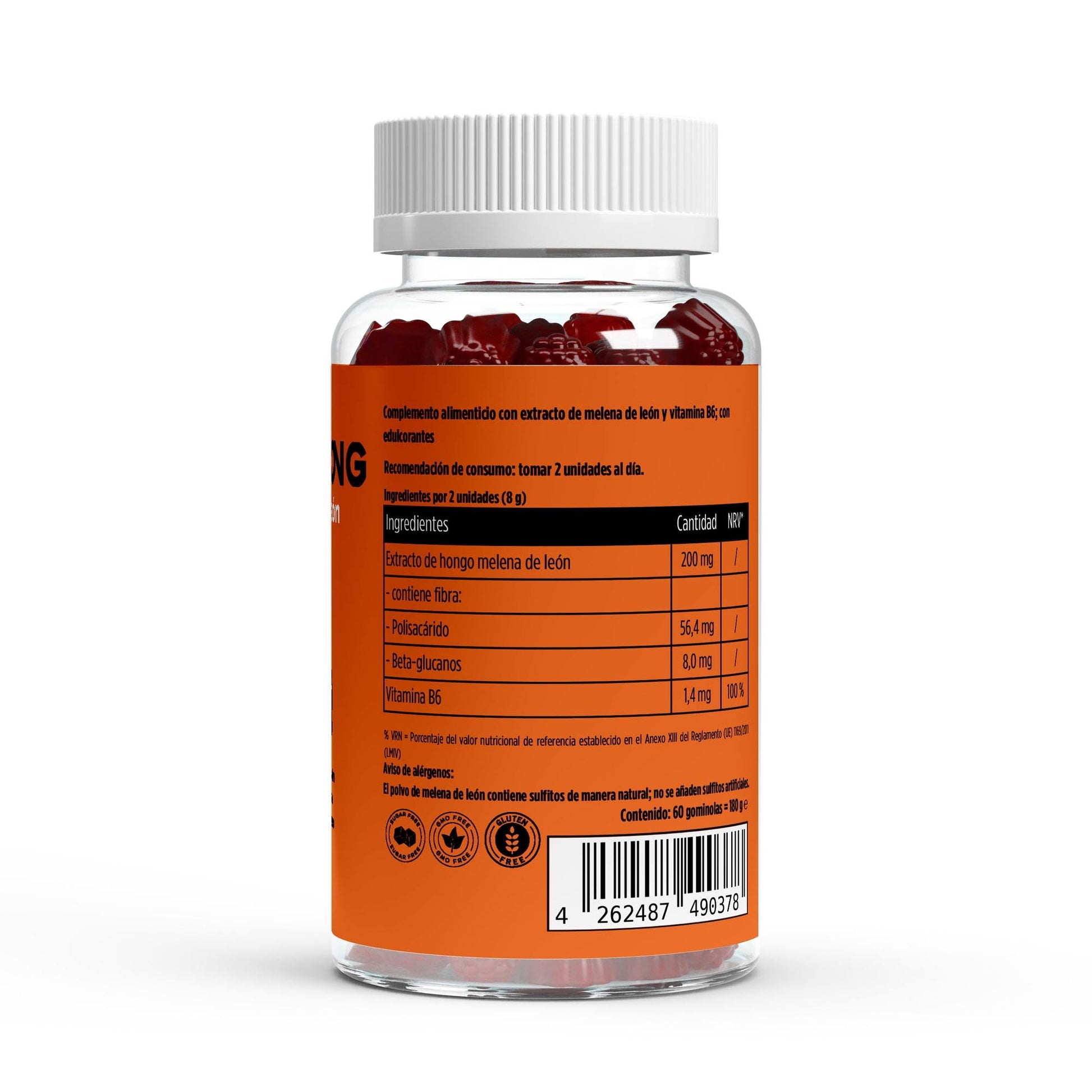 Gominolas Lion's Mane y vitamina B6 de BORNSTRONG FITNESS para claridad mental, enfoque y rendimiento.