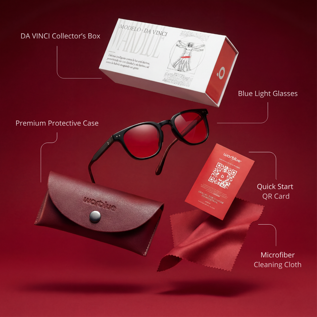 Gafas para dormir Da Vinci de Warblue con protección nocturna, lentes oscuros para reducir la luz y mejorar el sueño.