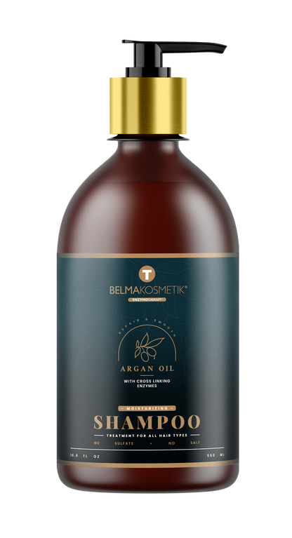 Kit de cuidado capilar XARODIST Belma Kosmetik con champú, mascarilla y serum de aceite de argán para cabello saludable.
