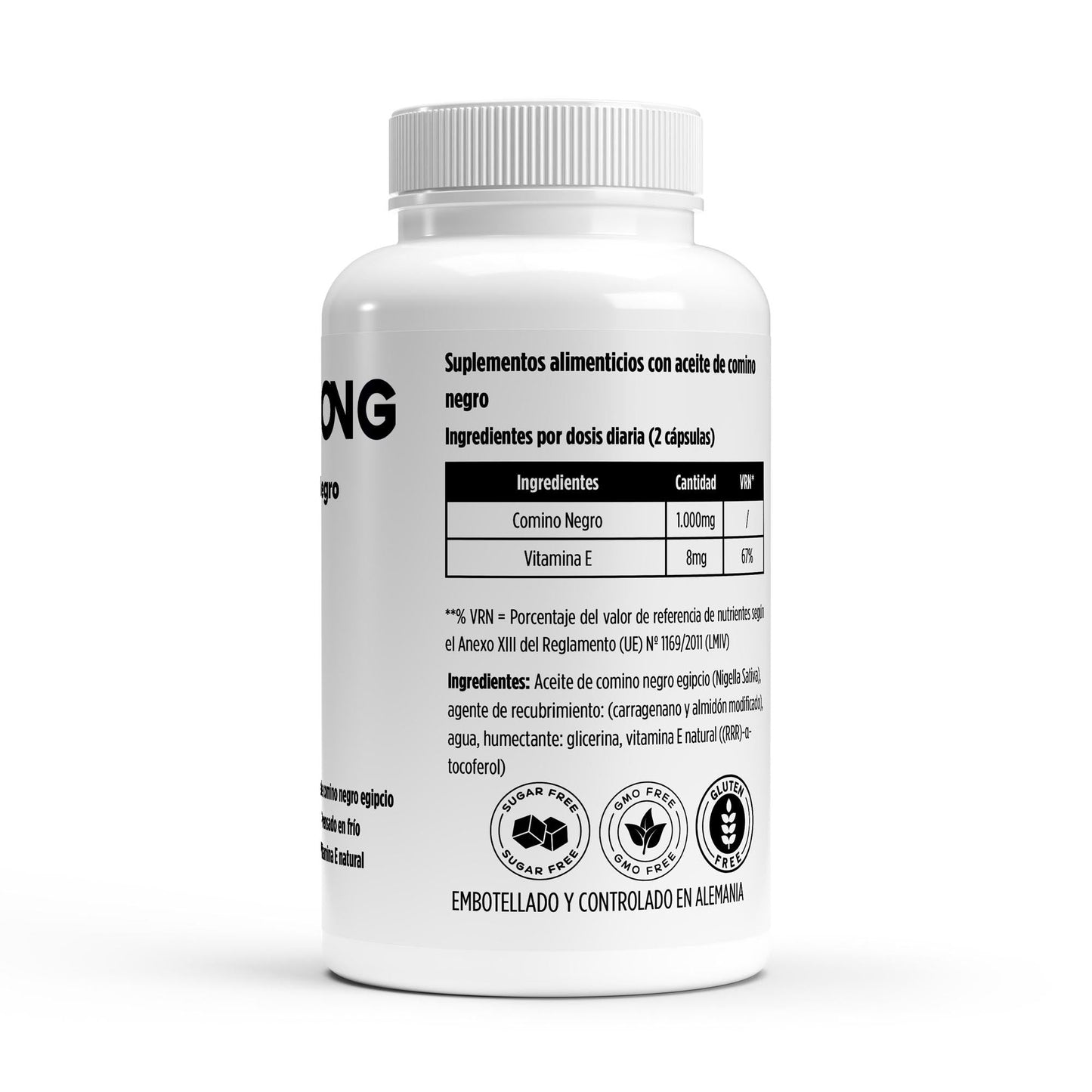 Aceite egipcio de comino negro en cápsulas blandas veganas, suplemento natural de BORNSTRONG FITNESS.