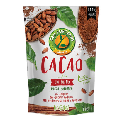 Cacao en polvo 100% natural de AZALA GOURMET en paquete de 1 kg, con cacao en polvo fino y oscuro para repostería.