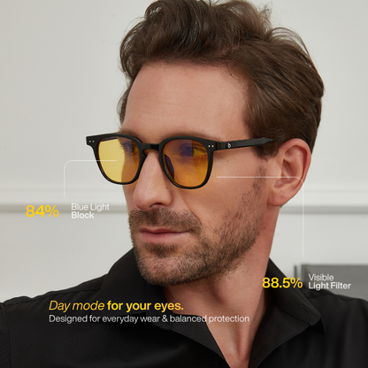 Gafas diarias Galileo de Warblue, con diseño ergonómico y lentes para equilibrio visual, en acabado transparente.
