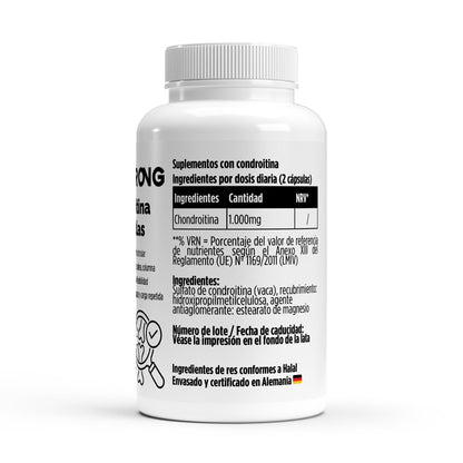 Capsulas de condroitina de 500 mg de BORNSTRONG FITNESS, paquete con 90 cápsulas para la salud articular.