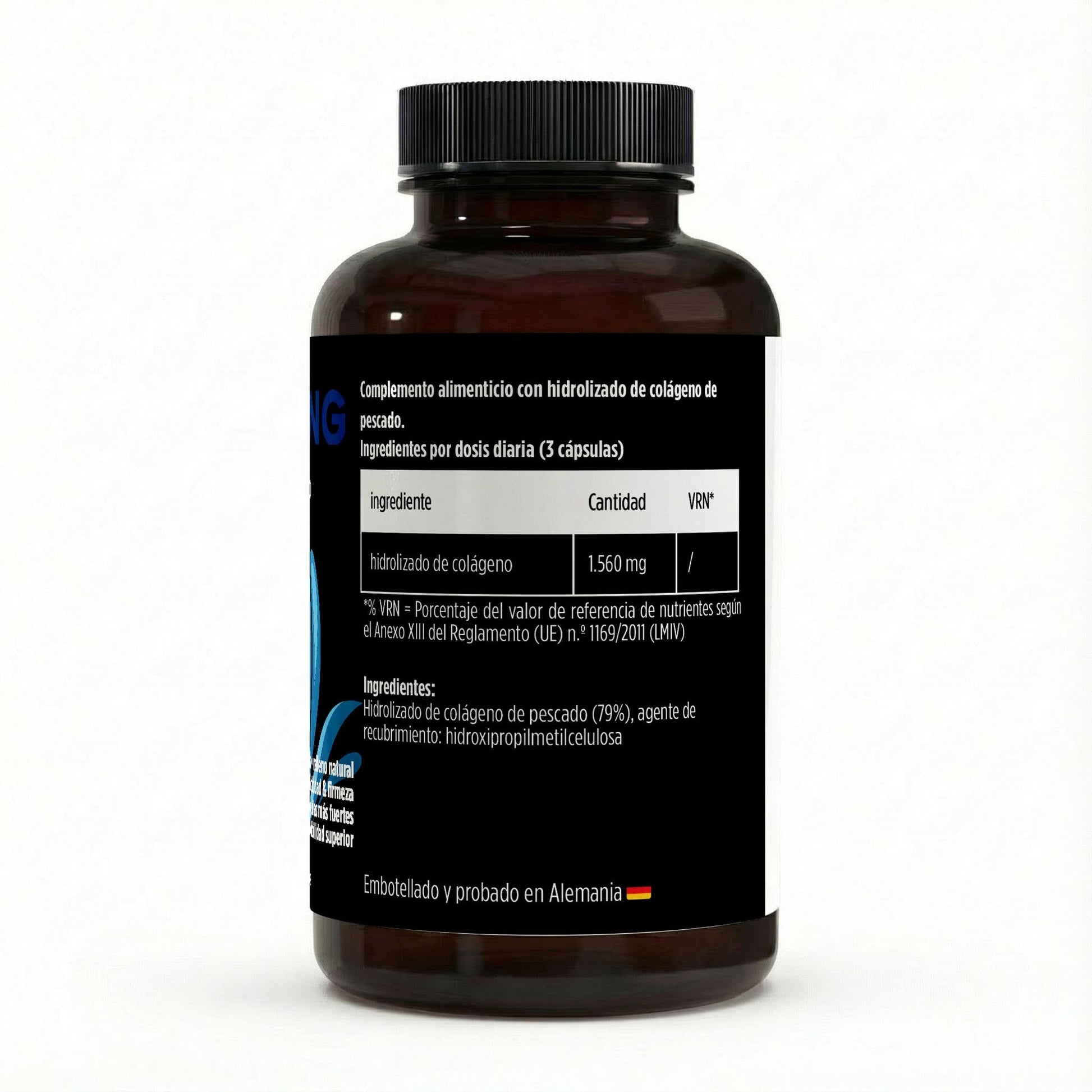 Suplemento de colágeno marino de BORNSTRONG FITNESS, enfocado en firmeza, elasticidad e hidratación profunda.