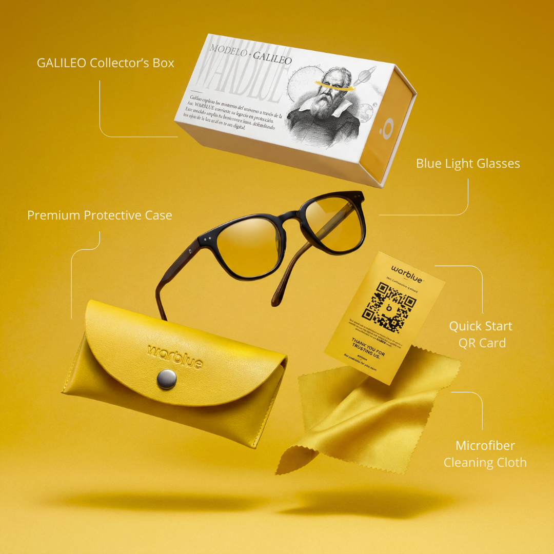 Gafas diarias Galileo de Warblue, diseño elegante para equilibrio visual y comodidad en uso diario.
