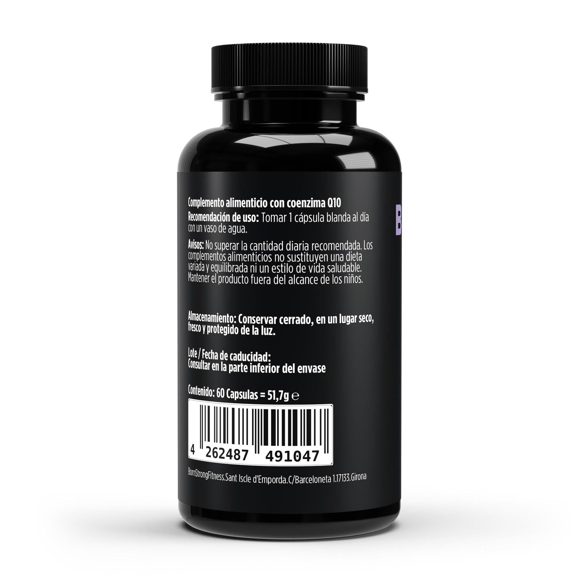 Suplemento de coenzima Q10 de BORNSTRONG FITNESS, energía celular y salud del corazón en cápsulas.