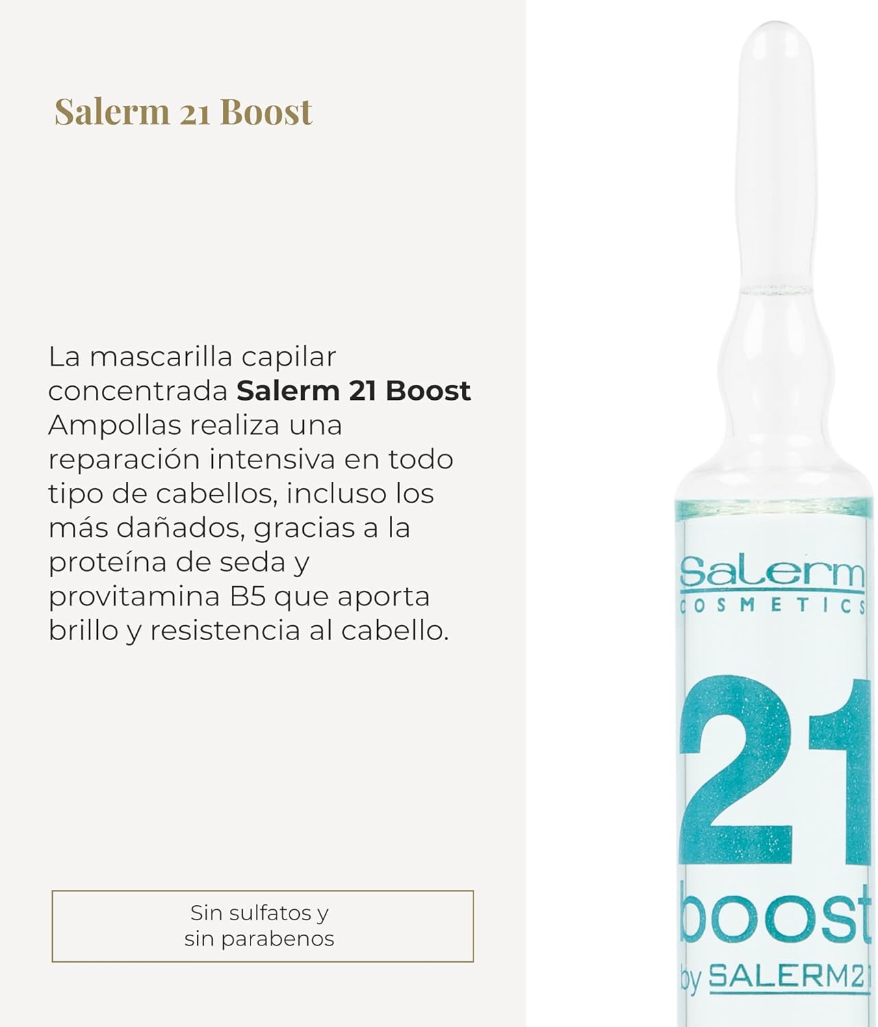 SALERM - Mascarilla Capilar Concentrada - Salerm 21 Boost Ampollas Hidratantes para el Cabello - 8 x 13 ml - Repara el Cabello - con Protector Térmico - Antipolución y Anti Frizz