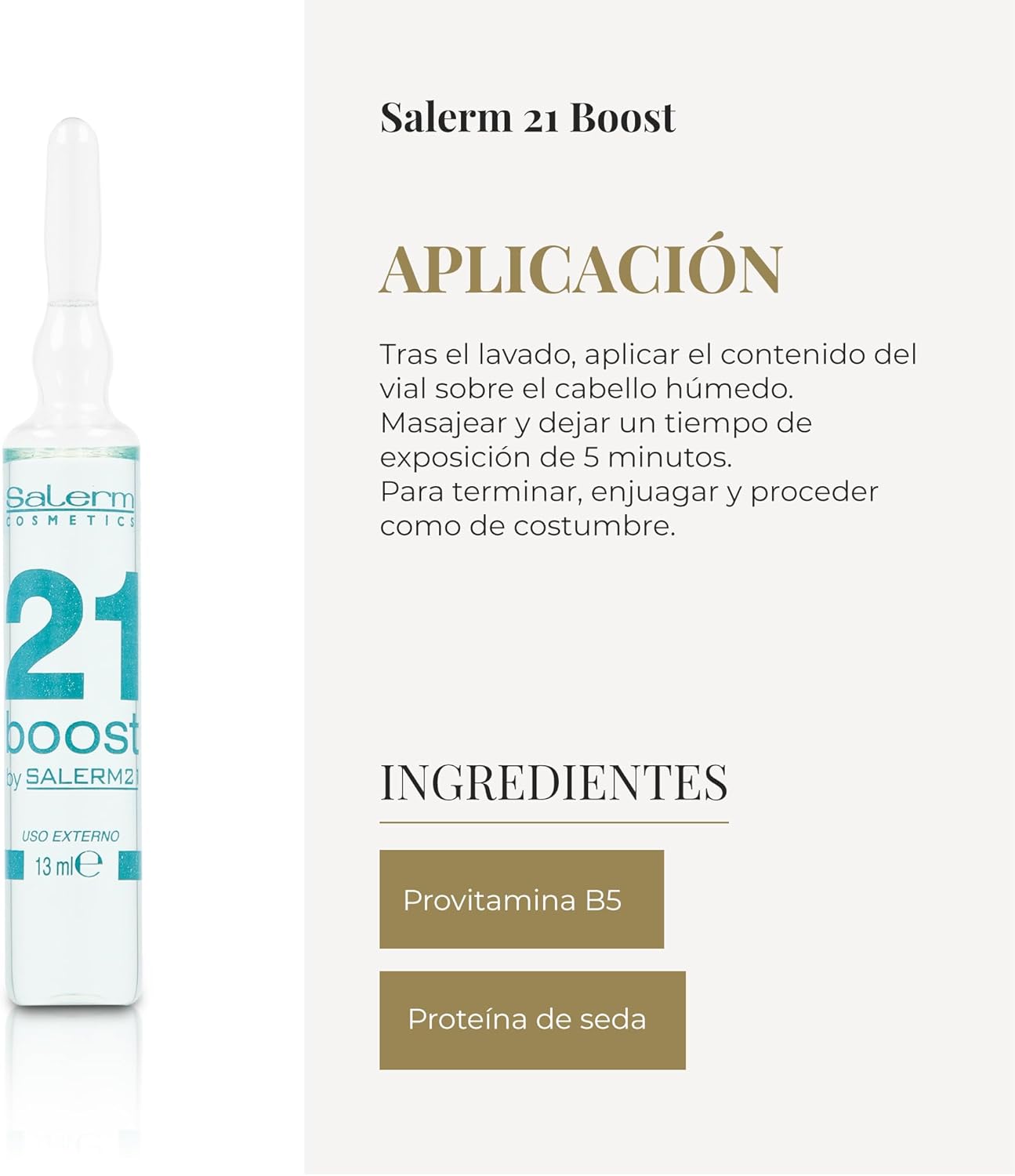 SALERM - Mascarilla Capilar Concentrada - Salerm 21 Boost Ampollas Hidratantes para el Cabello - 8 x 13 ml - Repara el Cabello - con Protector Térmico - Antipolución y Anti Frizz