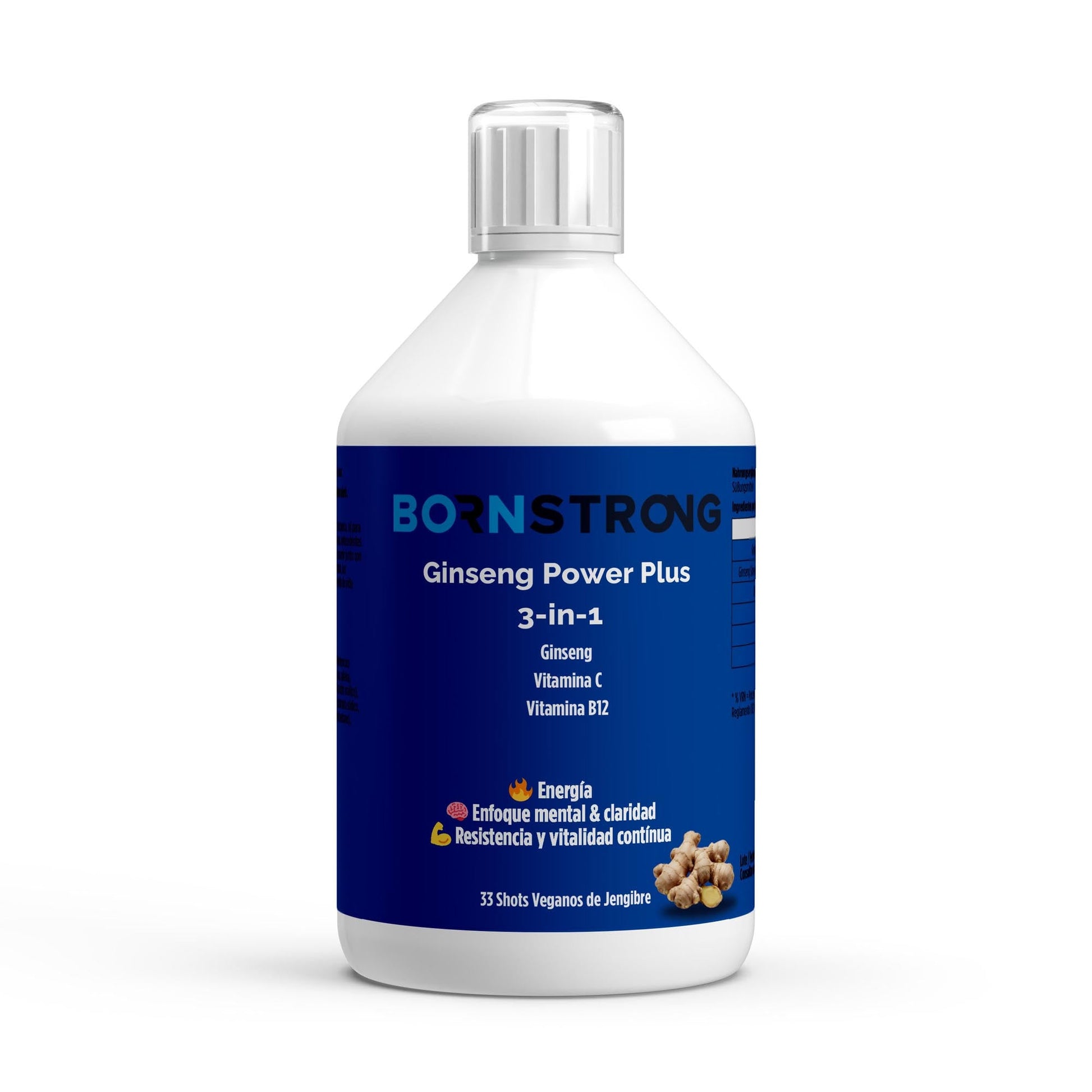 Pack de foco y energía de BORNSTRONG FITNESS con suplementos para mantenerse activo y concentrado, en envases compactos.