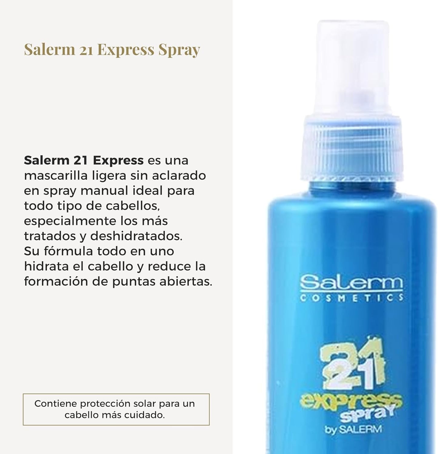 SALERM - Mascarilla sin Aclarado - 21 Express Spray - 190 ml - con Proteína de Seda - Repara el Pelo Dañado - Hidrata el Cabello - con Protector Térmico para el Pelo - Frizz Control