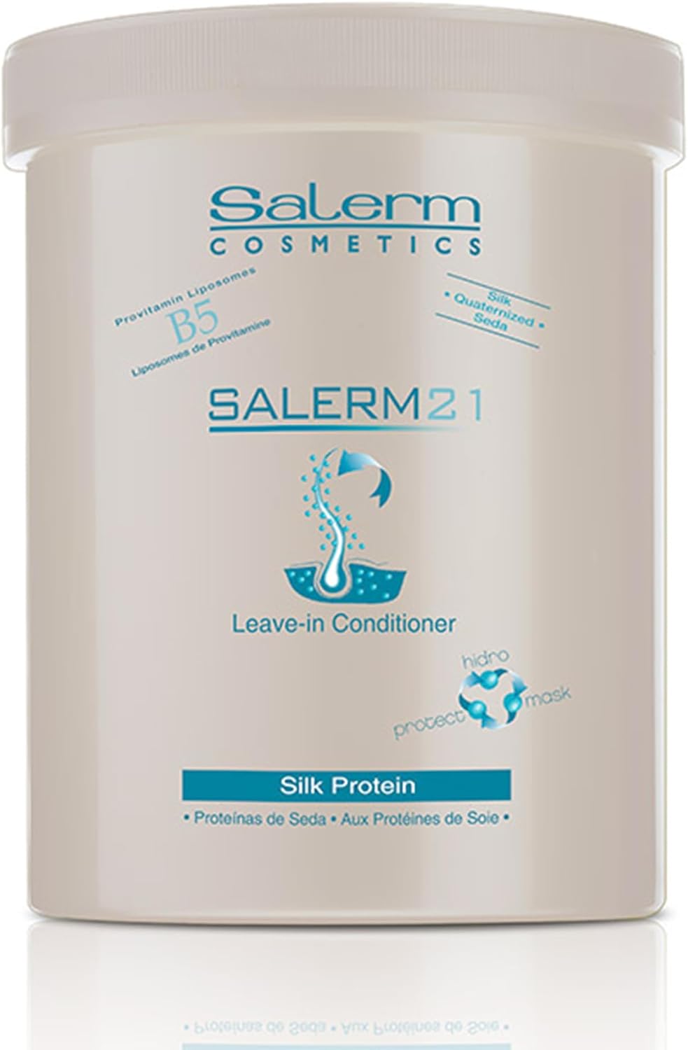 SALERM - Acondicionador de Pelo Instantáneo - Salerm 21 Silk Protein - 1000 ml - Acondicionador sin Aclarado o con Aclarado - con Proteínas de Seda - Protector del Calor e Hidratante