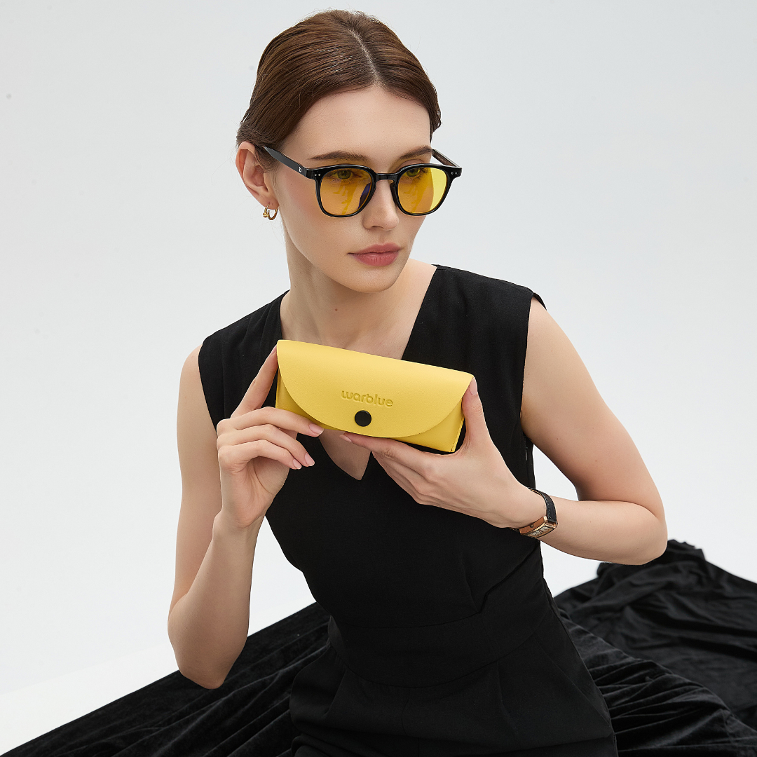 Gafas diarias Galileo de Warblue con diseño moderno, lentes de equilibrio visual y montura ligera en imagen.
