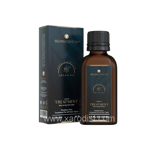 Sérum de aceite de argán Belma Kosmetik de 50 ml de XARODIST, frasco con gotero y etiqueta visible.
