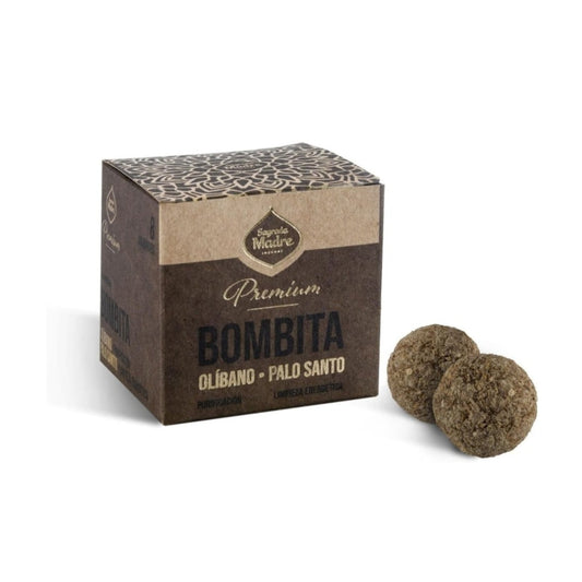 Bombita de incienso Premium Olíbano y Palo Santo de Mystical Tienda, con aromas naturales y diseño elegante.