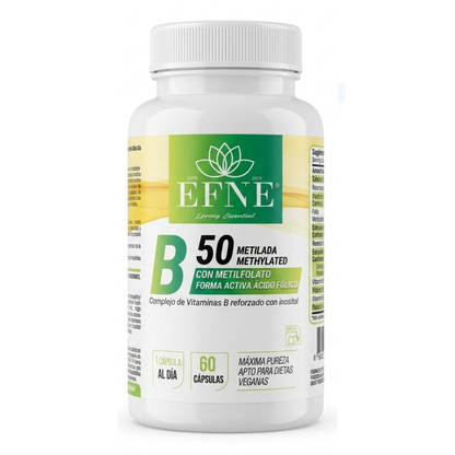 Complejo B 50 Metilada Con metilfolato forma activa ácido fólico (Complejo de Vitaminas B reforzado con inositol)