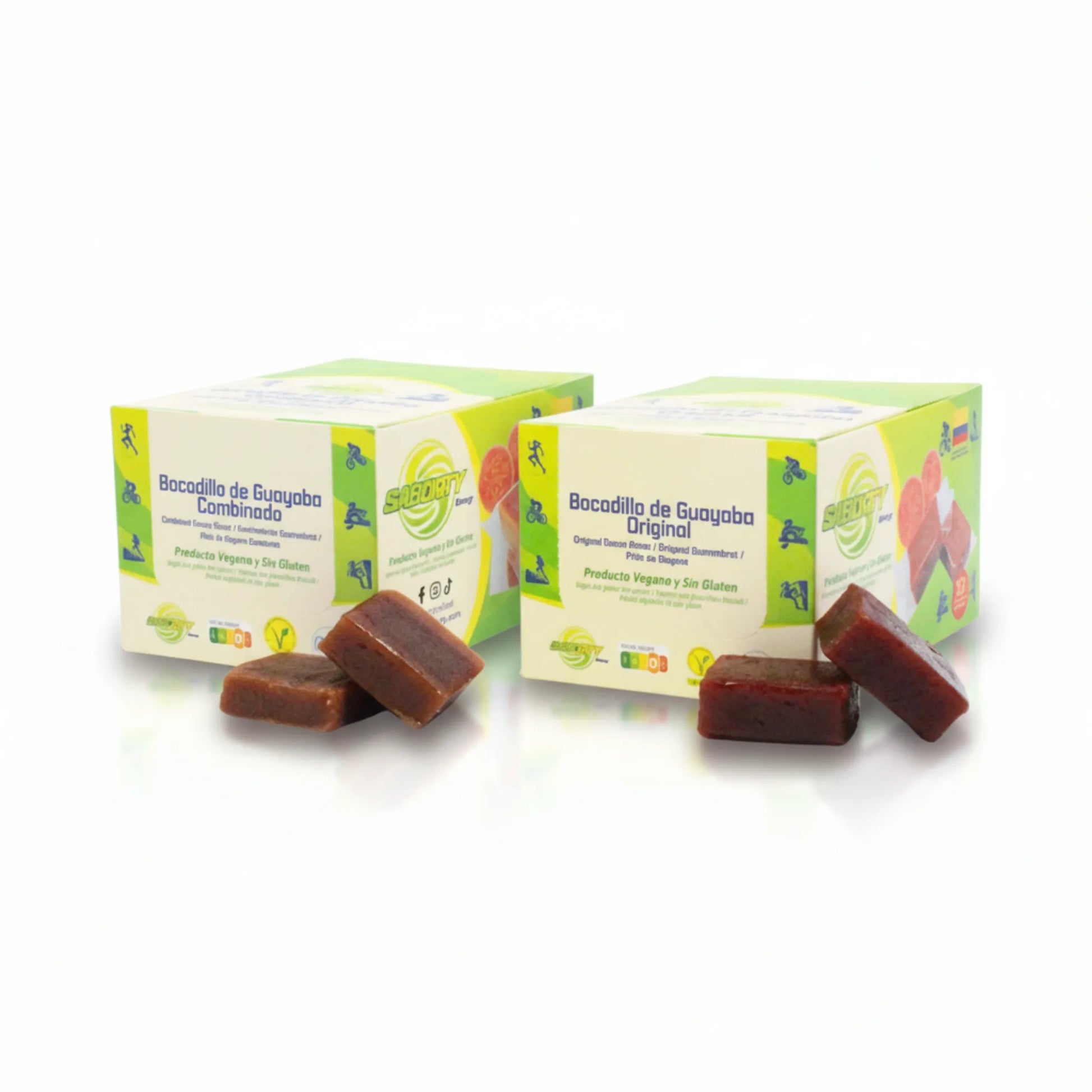 Caja de 64 bocadillos de guayaba Saborty, sabor combinado y original, con 32 unidades en packs ahorro, en envase colorido.