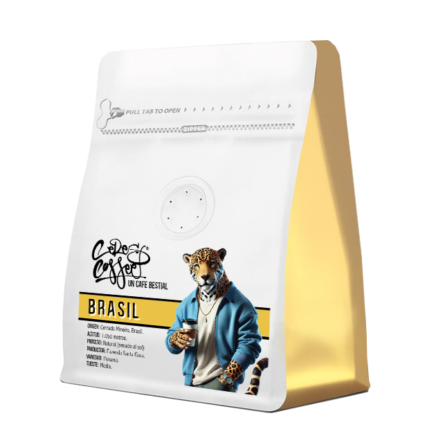 Granos de café de especialidad Brasil Tatu 17/18 Natural Red Bourbon de Ceres Coffee, con notas aromáticas y textura suave.