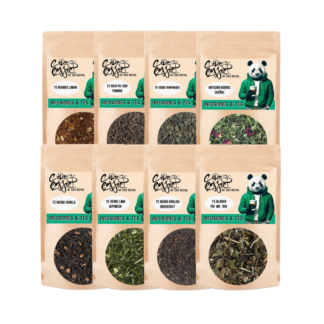 Pack de degustación de té de Ceres Coffee con ocho variedades para explorar diferentes sabores y aromas del té.