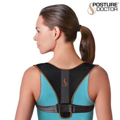 Corrector postural ajustable para espalda y hombros, soporte ligero y cómodo para aliviar dolor de cuello y espalda.