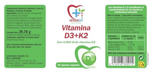 Vitamina D3 + K2 Sensaido