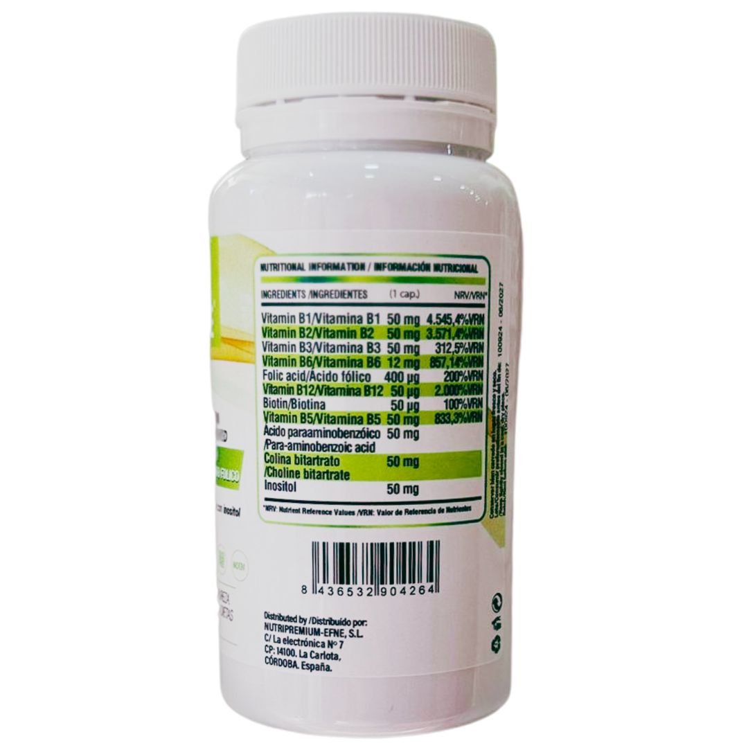 Complejo B 50 Metilada Con metilfolato forma activa ácido fólico (Complejo de Vitaminas B reforzado con inositol)