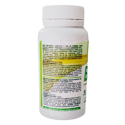 Complejo B 50 Metilada Con metilfolato forma activa ácido fólico (Complejo de Vitaminas B reforzado con inositol)