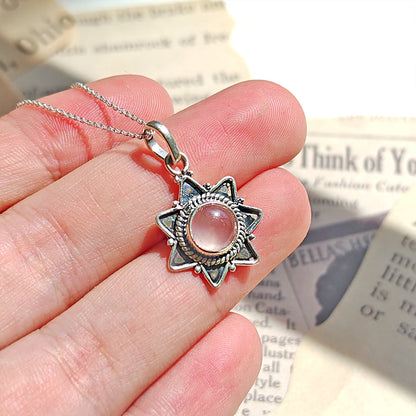 Colgante 'Astraea' Cuarzo Rosa y Plata de Ley 925